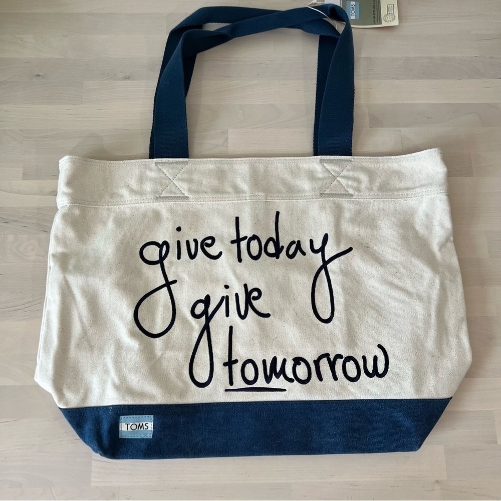 Toms Large Give Today Canvas Tote NEW